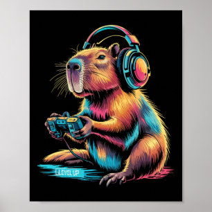 Funny Capyra Video Gamer Capyra Poster