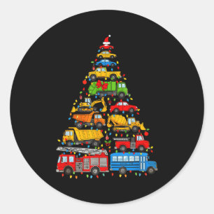 Funny Car Christmas Tree Xmas Light Boys Kids Todd Classic Round Sticker