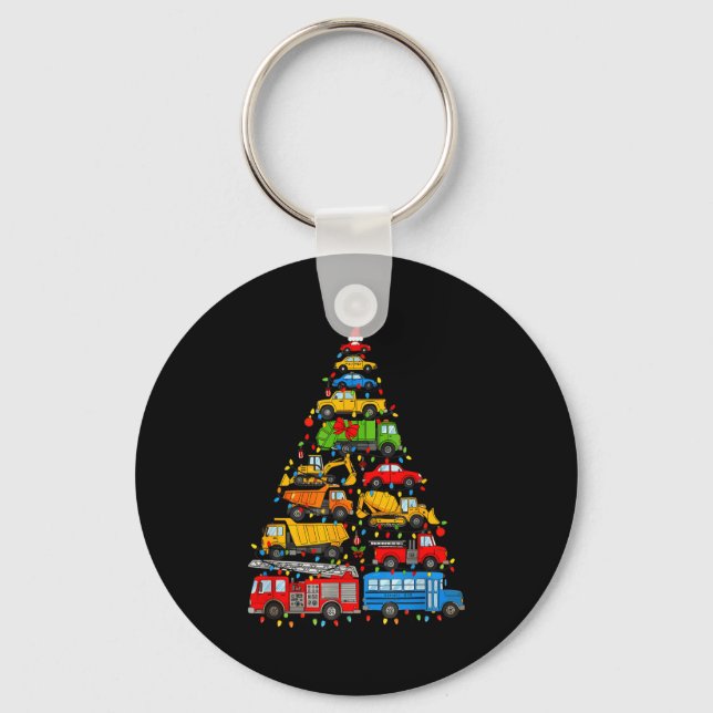 Funny Car Christmas Tree Xmas Light Boys Kids Todd Key Ring (Front)
