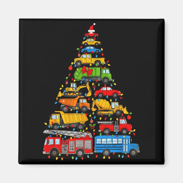 Funny Car Christmas Tree Xmas Light Boys Kids Todd Magnet (Front)