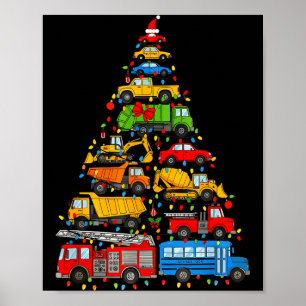 Funny Car Christmas Tree Xmas Light Boys Kids Todd Poster