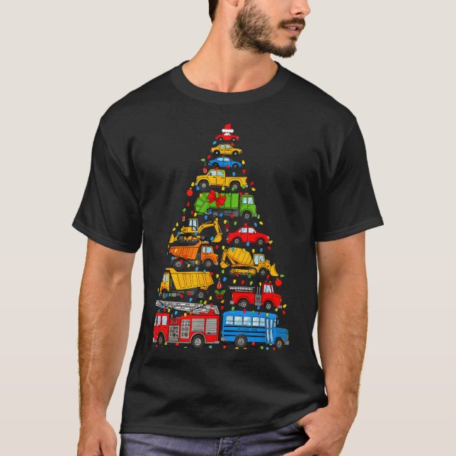 Funny Car Christmas Tree Xmas Light Boys Kids Todd T-Shirt (Front)