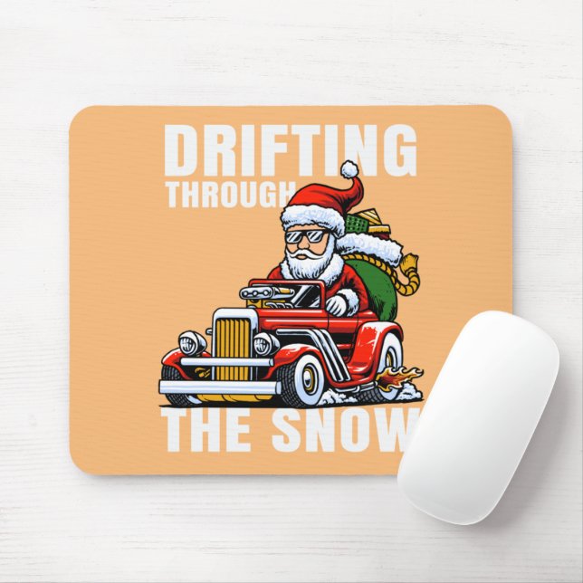 Funny Car Driving Santa as Drifting Through The Mouse Pad (With Mouse)