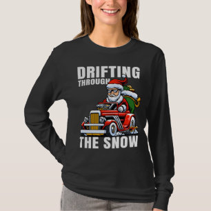 Funny Car Driving Santa as Drifting Through The T-Shirt