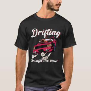Funny Car Driving Santa Reindeer Drifting Through  T-Shirt