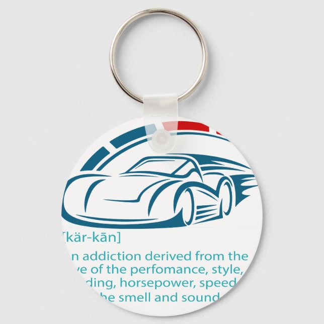 Funny Car Guy Gift - CARCAINE Definition Love Of C Key Ring (Front)