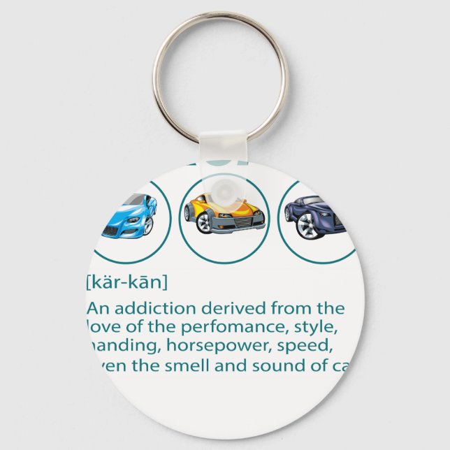 Funny Car Guy Gift - CARCAINE Definition Love Of C Key Ring (Front)