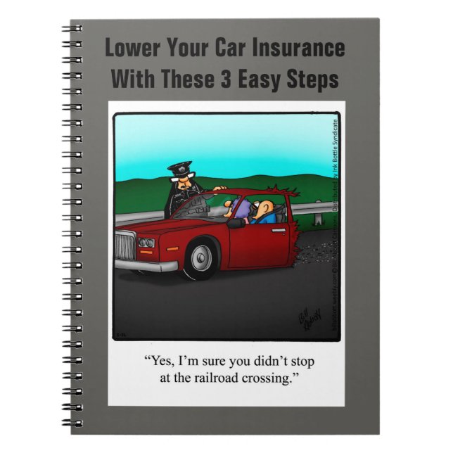 Funny Car Insurance Humour Notebook (Front)