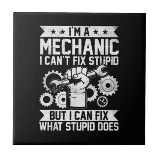 Funny Car Mechanic Engineer Men Women Kids Auto Me Ceramic Tile