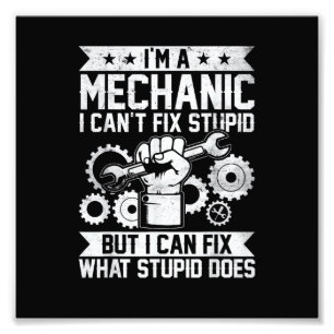 Funny Car Mechanic Engineer Men Women Kids Auto Me Photo Print