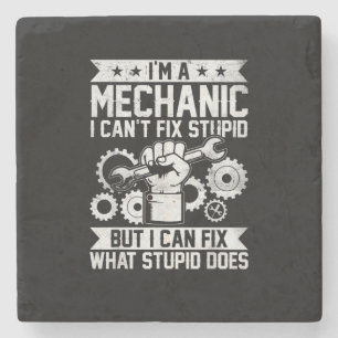 Funny Car Mechanic Engineer Men Women Kids Auto Me Stone Coaster