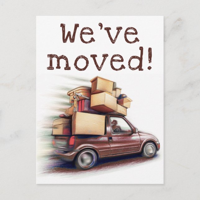 Funny Car New Address We've moved Announcement Postcard (Front)