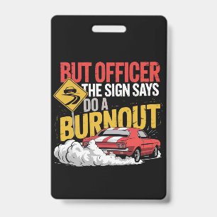 Funny Car Racing Burnout Drag Racing Muscle Car  ID Badge
