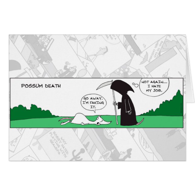 Funny Card - Possum Death (Front Horizontal)