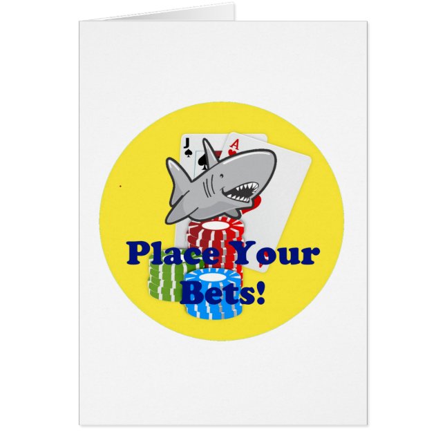Funny Card Shark Gambling Cartoon with Poker Chips (Front)
