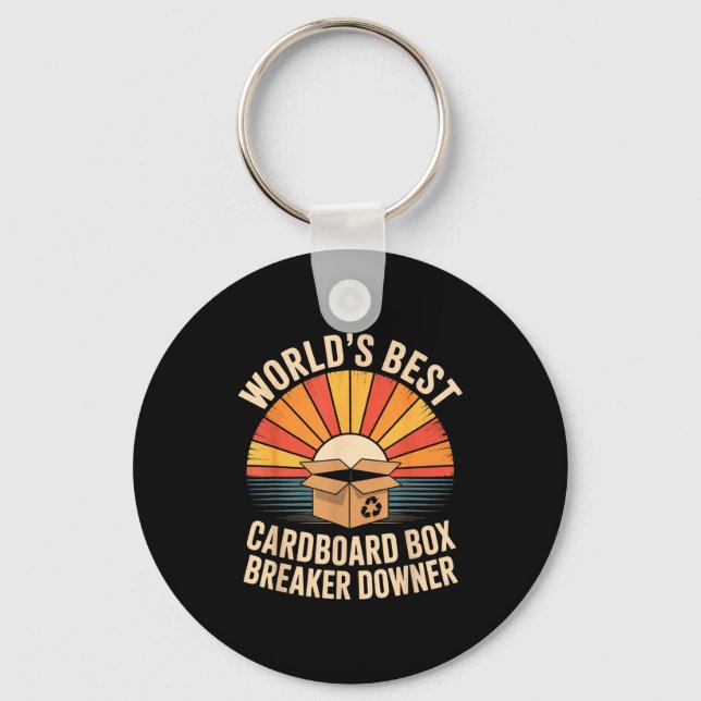 Funny Cardboard Box Breaker Downer Sarcastic Recyc Key Ring (Front)