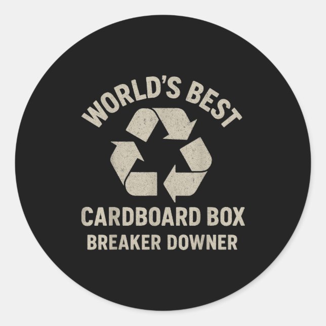 Funny Cardboard Box Breaker Downer Sarcastic Retro Classic Round Sticker (Front)