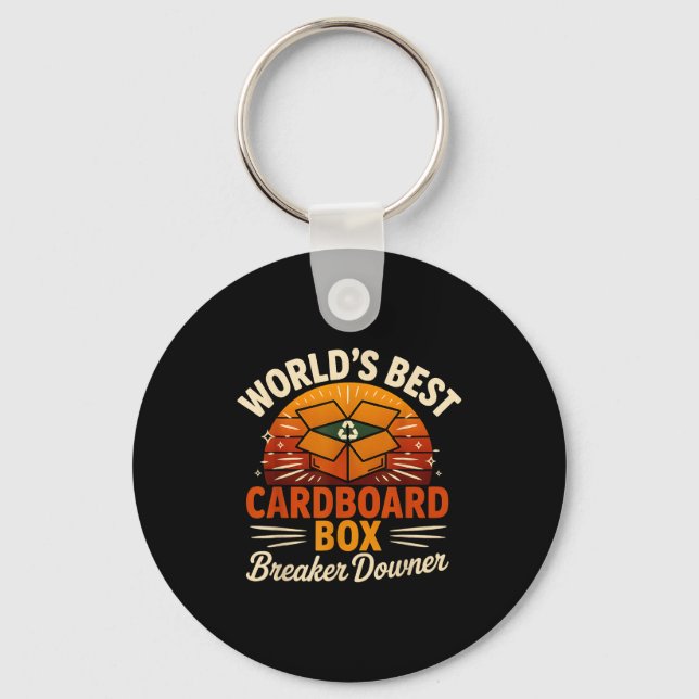 Funny Cardboard Box Breaker Downer Sarcastic Retro Key Ring (Front)