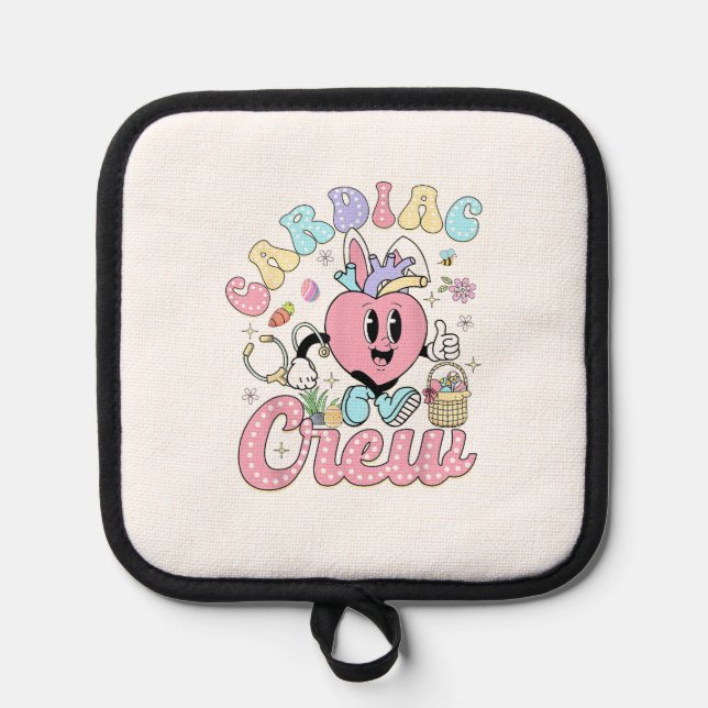 Funny Cardiac Crew Easter Day CVICU Nurse Cardiolo Pot Holder (Front)