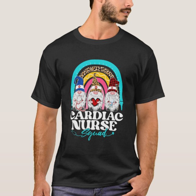 Funny Cardiac Nurse Squad Leopard Rainbow T-Shirt (Front)