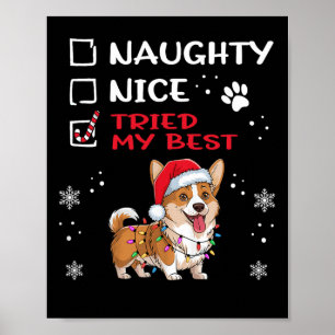 Funny Cardigan Welsh Corgi Dog Christmas Naughty N Poster