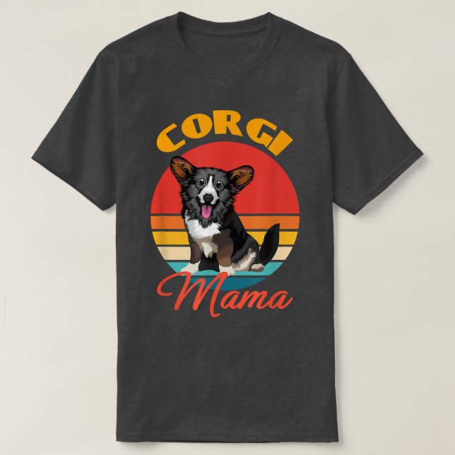 Funny Cardigan Welsh Corgi Mama Mum Dog Lover Moth T-Shirt (Design Front)
