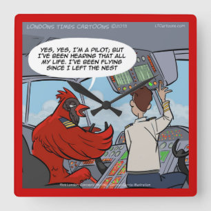 Funny Cardinal Jet Pilot Wall Clock