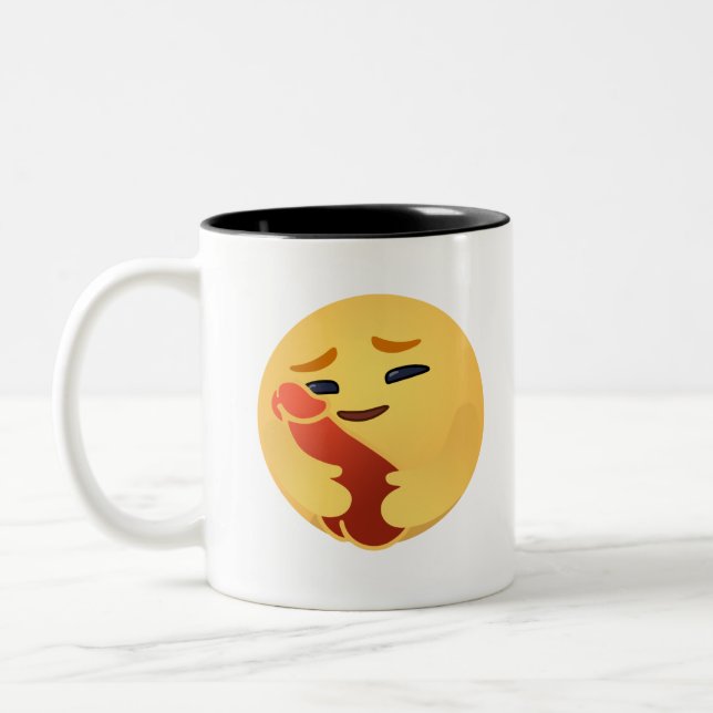 Funny Care Emojis Facebook Two-Tone Coffee Mug (Left)
