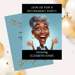 Funny Caricature Retirement Party  Invitation