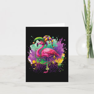 Funny Carnival Party Flamingo Mardi Gras Card