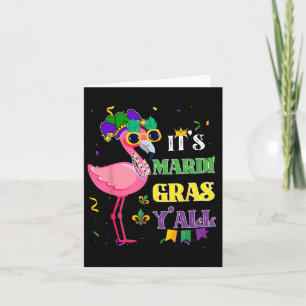 Funny Carnival Party Gift Idea Flamingo Mardi Gras Card