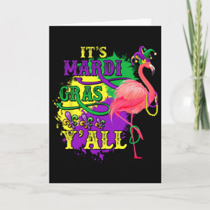 Funny Carnival Party Gift Idea Flamingo Mardi Gras Card
