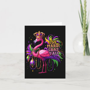 Funny Carnival Party Gift Idea Flamingo Mardi Gras Card