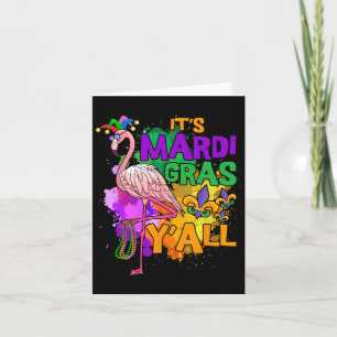 Funny Carnival Party Gift Idea Flamingo Mardi Gras Card