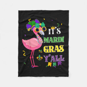 Funny Carnival Party Gift Idea Flamingo Mardi Gras Fleece Blanket