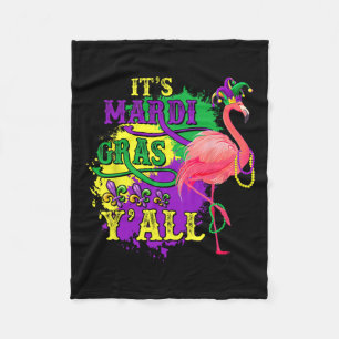 Funny Carnival Party Gift Idea Flamingo Mardi Gras Fleece Blanket