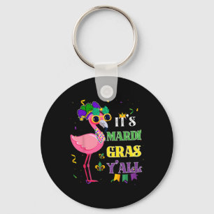Funny Carnival Party Gift Idea Flamingo Mardi Gras Key Ring