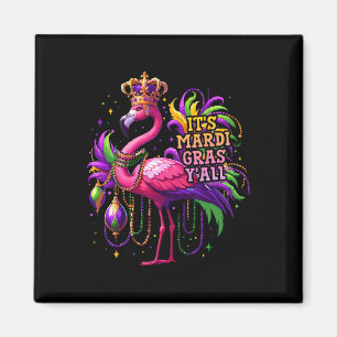 Funny Carnival Party Gift Idea Flamingo Mardi Gras Magnet