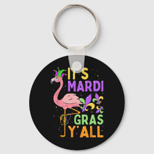 Funny Carnival Party Idea Flamingo Mardi Gras Key Ring