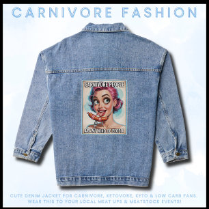 Funny Carnivore Gift for Women Bacon Sausage Grill Denim Jacket