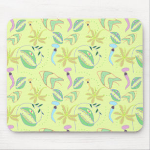 Funny carnivorous plants drawing seamless pattern mouse pad