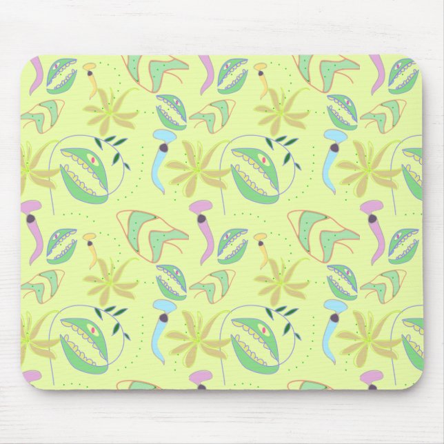 Funny carnivorous plants drawing seamless pattern mouse pad (Front)