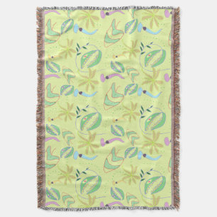 Funny carnivorous plants drawing seamless pattern throw blanket