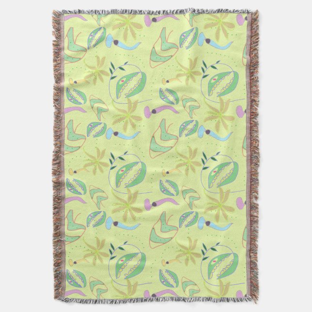Funny carnivorous plants drawing seamless pattern throw blanket (Front Vertical)