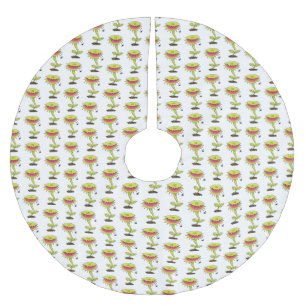 Funny carnivorous Venus fly trap plant cartoon Brushed Polyester Tree Skirt
