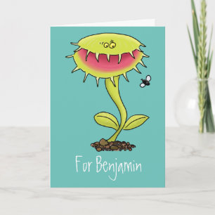 Funny carnivorous Venus fly trap plant cartoon Card