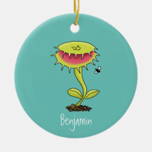 Funny carnivorous Venus fly trap plant cartoon Ceramic Ornament