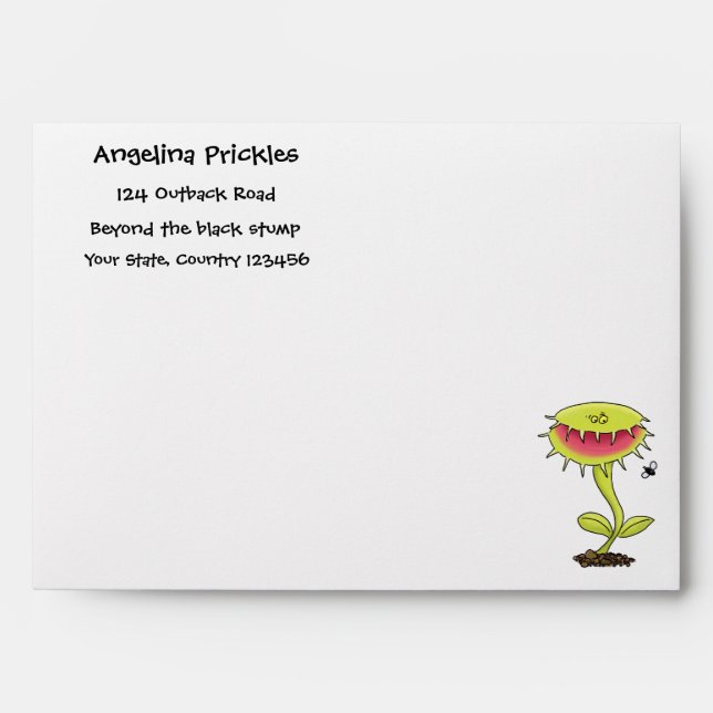 Funny carnivorous Venus fly trap plant cartoon Envelope (Front)