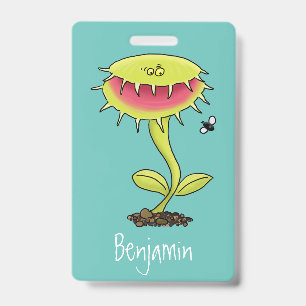 Funny carnivorous Venus fly trap plant cartoon ID Badge