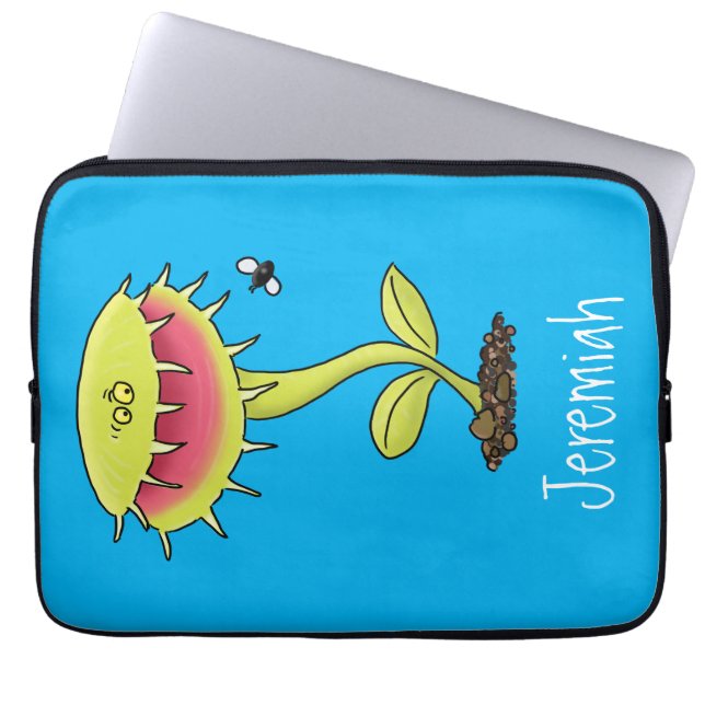 Funny carnivorous Venus fly trap plant cartoon Laptop Sleeve (Front)